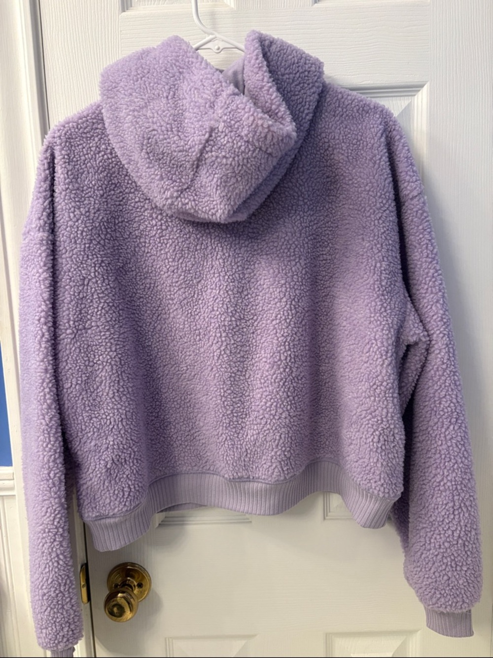 NWT Porridge Anthropologie Sherpa Hoodie Lavender Red Drawcords - Picture 5 of 6